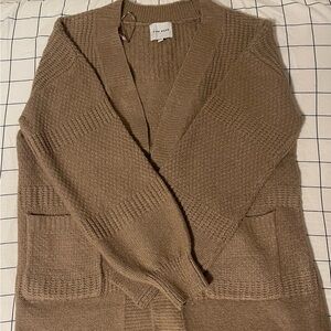 Pink Rose Tan Cardigan Sweater